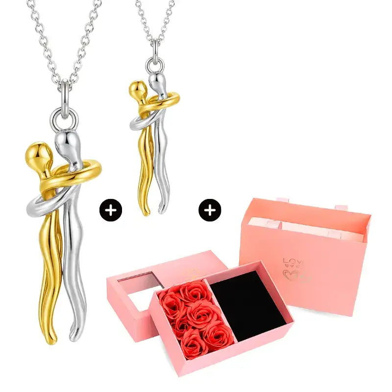 eternal embrace couple necklace, couple necklace gift, matching couple necklaces, necklace for couples, couple jewellery gift, christmas gift for couples, christmas necklace gift, romantic christmas gift for couple, christmas jewellery gift for her, christmas gift for girlfriend, christmas gift for wife, couples christmas gift ideas