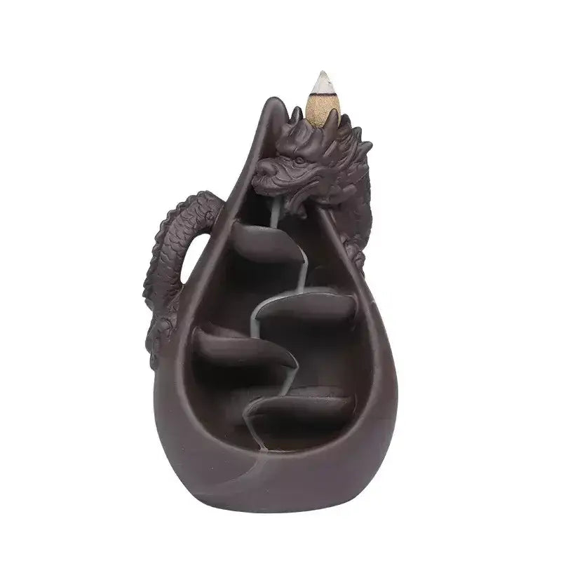 dragon incense burner, backflow incense holder, waterfall incense burner, ceramic incense burner, aromatherapy incense burner, backflow cone incense burner, relaxing incense holder, unique incense burner gift, home decor incense burner, incense burner for meditation, stress relief incense burner, decorative incense burner, incense burner with smoke waterfall, creative incense holder, incense burner for wellbeing