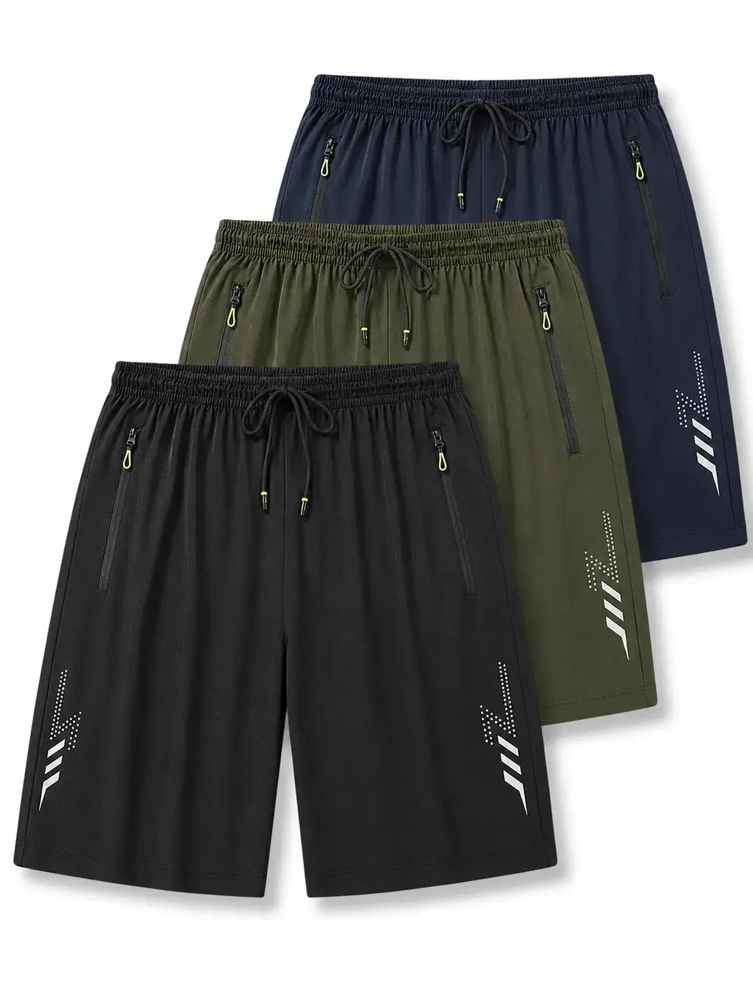 FlexDry men's stretch shorts in olive green for training and everyday wear