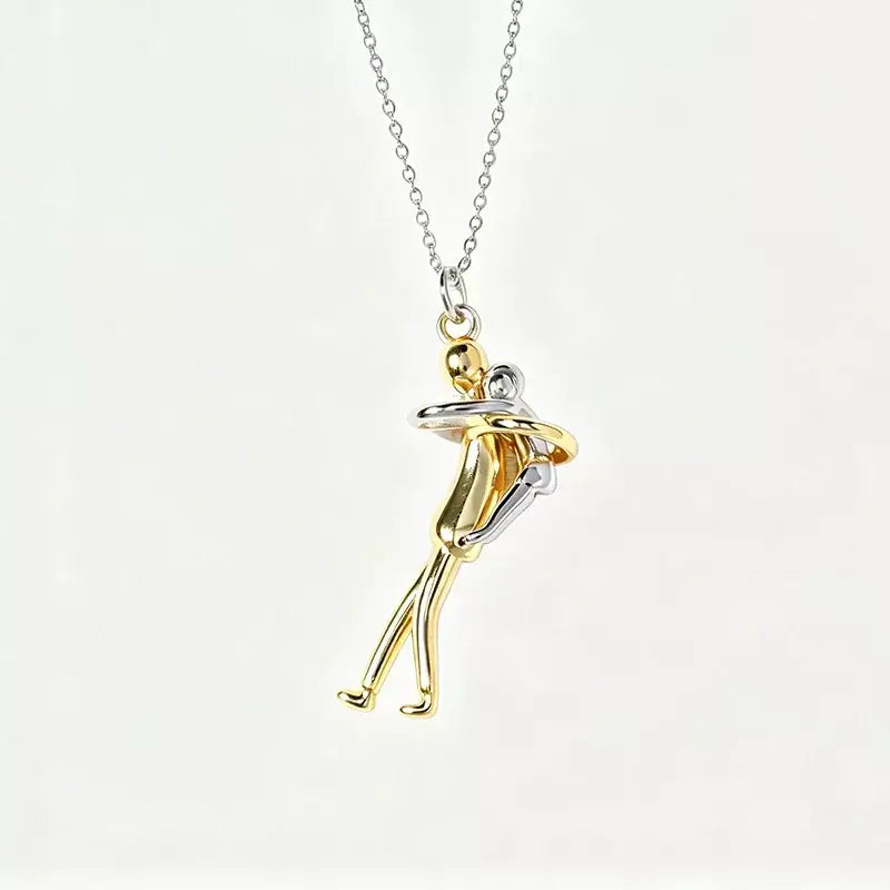 Gold Father & Son Hug Pendant Necklace – Symbol of an Unbreakable Bond