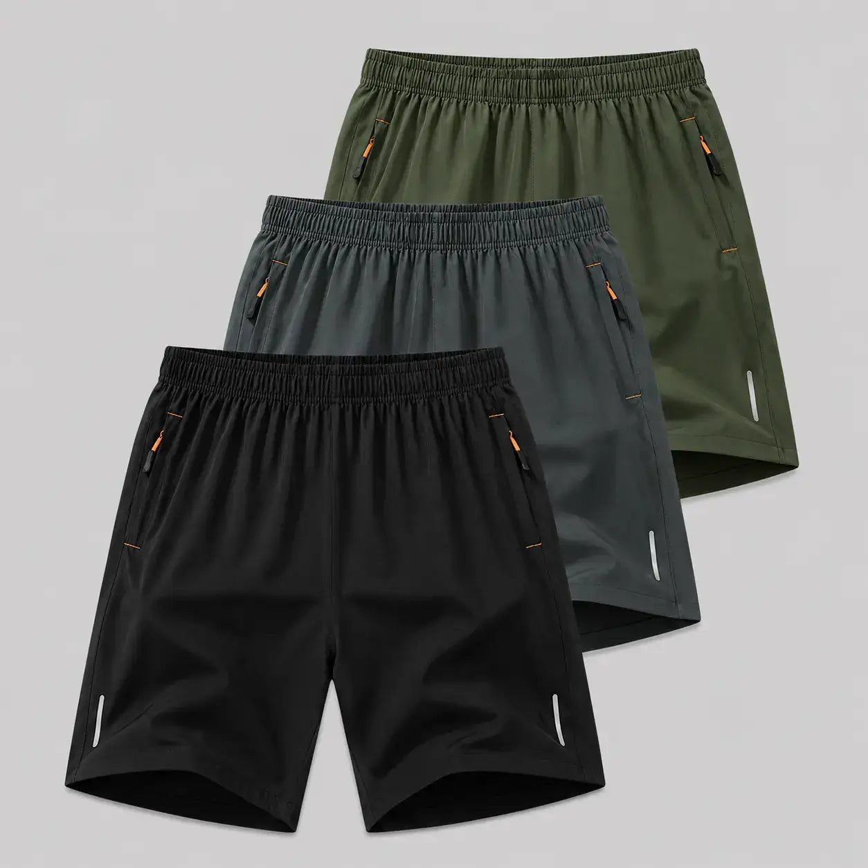 AeroDry Men's Shorts 3-Pack – Black, Grey and Green Quick-Dry Sports Shorts