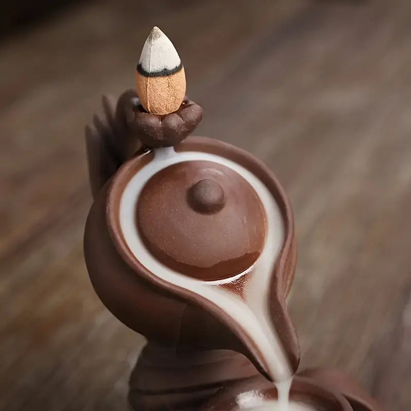 tea kettle incense burner,

backflow incense burner,

ceramic incense holder,

clay incense burner,

smoke waterfall incense burner,

zen incense burner,

meditation incense burner,

home décor incense holder,

aromatherapy incense burner