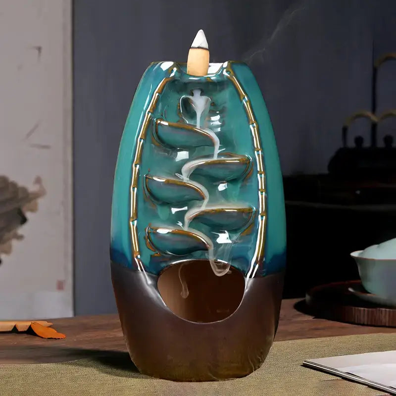 Zen Flow Backflow Burner,backflow incense burner, smoke waterfall incense holder, ceramic incense burner, feng shui ornament, aromatherapy decor, air purifier, zen gift, meditation decoration, decorative incense burner, free incense cones, meditation incense holder, elegant home decor, smoke cascade burner, relaxation accessory, indoor aromatherapy burner