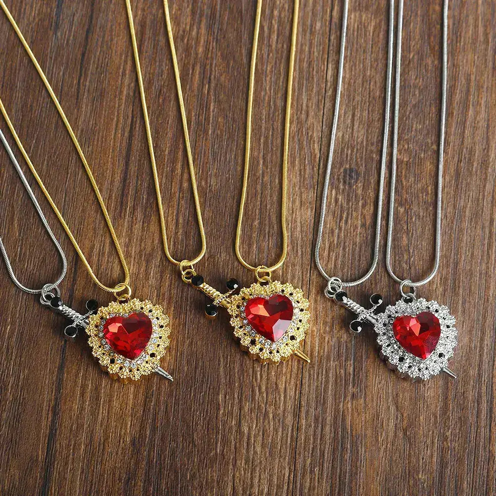 Heart & Sword Zircon Necklace Set - Buy 1, Get 2,
buy heart sword necklace, heart sword necklace UK online, romantic jewellery gift for girlfriend, unique valentine’s gift for her, affordable zircon necklace set, waterproof stainless steel heart necklace, heart sword zircon necklace set, heart and sword pendant meaning, zircon crystal heart necklace, unique couple necklace set, stainless steel romantic jewellery