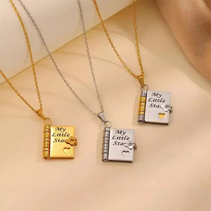 Engraved Book Necklace for Daughter,ngraved necklace for daughter, book pendant necklace, personalised gift for daughter, stainless steel necklace, openable book pendant, sentimental jewellery, birthday gift for daughter, meaningful gift, daughters necklace, heartwarming gift
