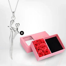mother and child necklace, mother daughter necklace, hug necklace, titanium necklace gift, Christmas gift for mum, Christmas jewellery gift, luxury rose box gift, meaningful Christmas gift, mum necklace UK, sentimental jewellery gift, mother child pendant, gift for mother UK, Christmas necklace UK, preserved rose gift box, premium titanium jewellery, necklace gift for daughter, emotional gift for mum, Christmas sale jewellery