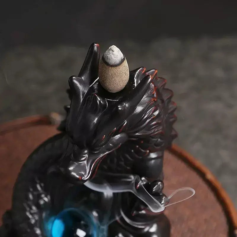 Dragon’s Charm Incense Burner,Dragon incense burner, Backflow incense holder, Ceramic incense burner, Aromatherapy incense burner, Relaxation incense burner, Meditation incense burner, Smoke waterfall incense burner, Unique incense holder, Gift for incense lovers, Home décor incense burner, Stress relief incense burner, Spiritual incense burner, Handcrafted incense burner