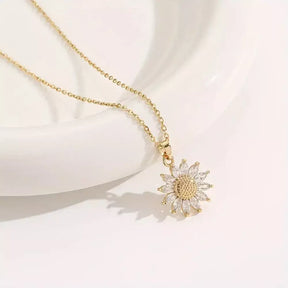 sunflower necklace, women’s necklace, gift for her, positive energy necklace, hope and strength necklace, elegant necklace for women, sunflower jewelry, free gift box necklace, meaningful gift for her, high-quality necklace