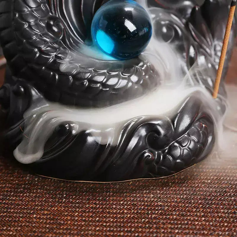 Dragon’s Charm Incense Burner,Dragon incense burner, Backflow incense holder, Ceramic incense burner, Aromatherapy incense burner, Relaxation incense burner, Meditation incense burner, Smoke waterfall incense burner, Unique incense holder, Gift for incense lovers, Home décor incense burner, Stress relief incense burner, Spiritual incense burner, Handcrafted incense burner