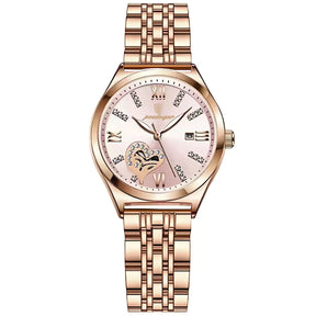 luxury women’s watch, elegant ladies watch, stainless steel women’s watch, waterproof quartz watch, luminous ladies wristwatch, dress watch for women, premium women’s timepiece, sophisticated women’s watch, stylish ladies watch UK, high-end women’s watch