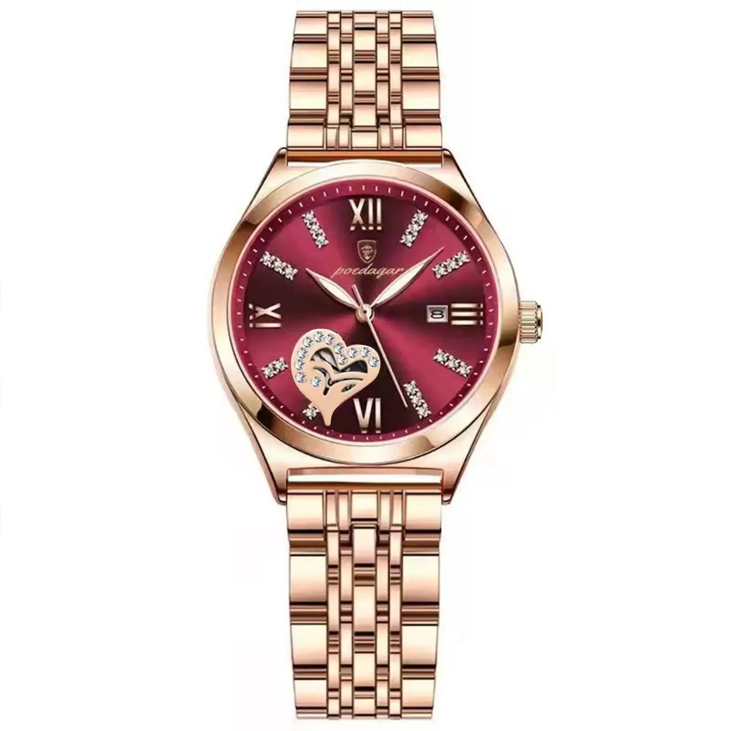 luxury women’s watch, elegant ladies watch, stainless steel women’s watch, waterproof quartz watch, luminous ladies wristwatch, dress watch for women, premium women’s timepiece, sophisticated women’s watch, stylish ladies watch UK, high-end women’s watch