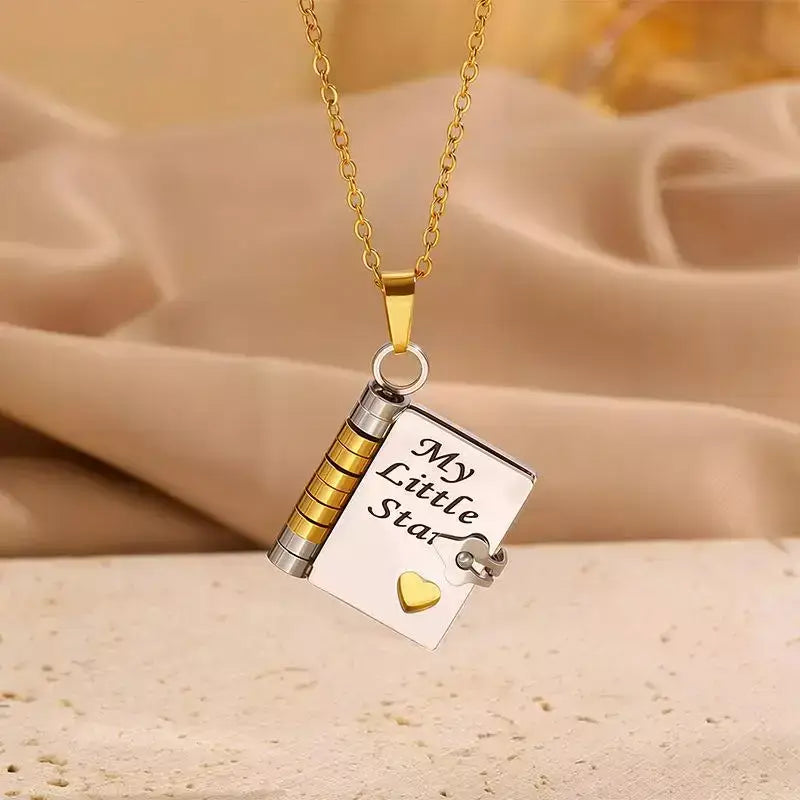 Engraved Book Necklace for Daughter,ngraved necklace for daughter, book pendant necklace, personalised gift for daughter, stainless steel necklace, openable book pendant, sentimental jewellery, birthday gift for daughter, meaningful gift, daughters necklace, heartwarming gift