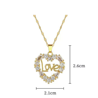 Love Women’s Necklace,love women’s necklace, gold women’s necklace, zircon heart pendant necklace, elegant necklace for her, romantic jewellery gift, stainless steel women’s necklace, timeless women’s jewellery, sparkling heart pendant necklace, delicate necklace for women, anniversary gift necklace, Valentine’s Day gift necklace, luxury women’s jewellery UK