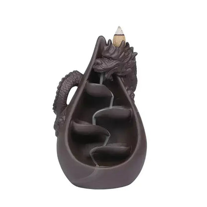 dragon incense burner, backflow incense holder, waterfall incense burner, ceramic incense burner, aromatherapy incense burner, backflow cone incense burner, relaxing incense holder, unique incense burner gift, home decor incense burner, incense burner for meditation, stress relief incense burner, decorative incense burner, incense burner with smoke waterfall, creative incense holder, incense burner for wellbeing
