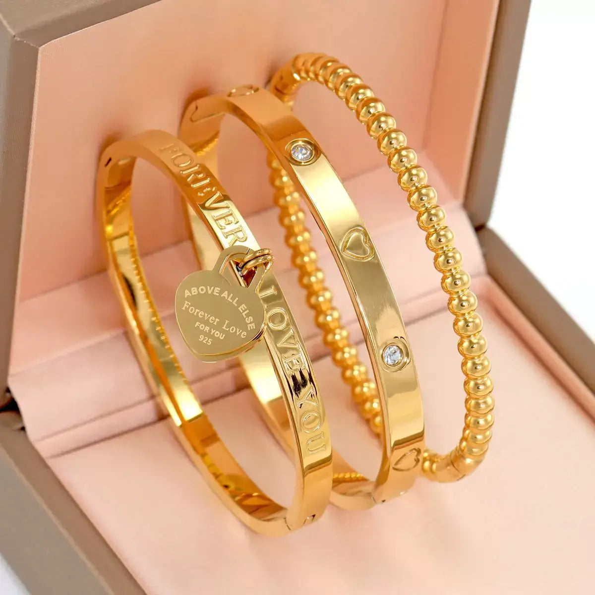 Love Heart Bracelet Set for women, stackable love heart bracelet, stainless steel heart bracelet gift, elegant jewellery for girlfriend, birthday gift bracelet for her, romantic love bracelet set, everyday women’s bracelet, Valentine’s gift jewellery for girlfriend, high-quality love heart bracelet, fashion bracelet for women UK, heart jewellery set for women, jewellery gift for her special occasion, premium love heart bracelet set