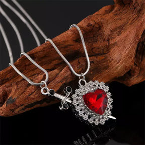 Heart & Sword Zircon Necklace Set - Buy 1, Get 2,
buy heart sword necklace, heart sword necklace UK online, romantic jewellery gift for girlfriend, unique valentine’s gift for her, affordable zircon necklace set, waterproof stainless steel heart necklace, heart sword zircon necklace set, heart and sword pendant meaning, zircon crystal heart necklace, unique couple necklace set, stainless steel romantic jewellery
