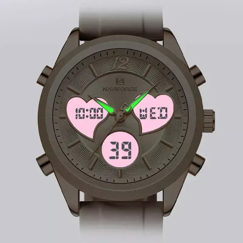 Glam Pulse Ladies’ Watch, ladies watch, women’s watch, ladies wristwatch, elegant ladies watch, fashion ladies watch, luxury women’s watch, quartz ladies watch, waterproof ladies watch, heart shaped ladies watch, silicone strap ladies watch, casual ladies watch, dual display women’s watch, stylish ladies watch, gift watch for women, girls fashion watch