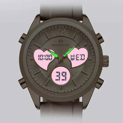 Glam Pulse Ladies’ Watch, ladies watch, women’s watch, ladies wristwatch, elegant ladies watch, fashion ladies watch, luxury women’s watch, quartz ladies watch, waterproof ladies watch, heart shaped ladies watch, silicone strap ladies watch, casual ladies watch, dual display women’s watch, stylish ladies watch, gift watch for women, girls fashion watch