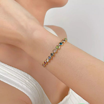 Luxe Radiance Women's Bracelet, women's stainless steel bracelet, zircon jewellery for women, luxury bracelet for everyday wear, elegant women's accessory, small high-grade bracelet, fashionable bracelets UK, light luxury jewellery, durable women's bracelet, gift for her bracelet, office to evening jewellery, sophisticated women's bracelet