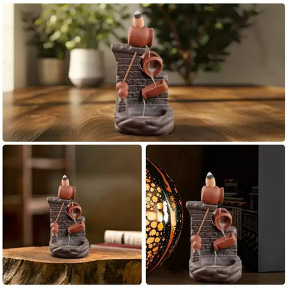 Auralis Flow Incense Holder,
Incense burner,
Backflow incense,
Ceramic incense holder,
Incense cone,
Yoga accessories,
Meditation tools,
Aromatherapy,
Home decor,
Relaxation,
Handmade