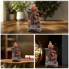 Auralis Flow Incense Holder,
Incense burner,
Backflow incense,
Ceramic incense holder,
Incense cone,
Yoga accessories,
Meditation tools,
Aromatherapy,
Home decor,
Relaxation,
Handmade