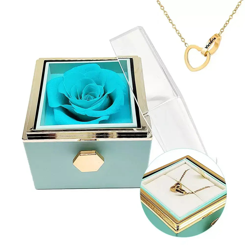 Double Hearts Necklace + Complimentary Rotating Rose Box