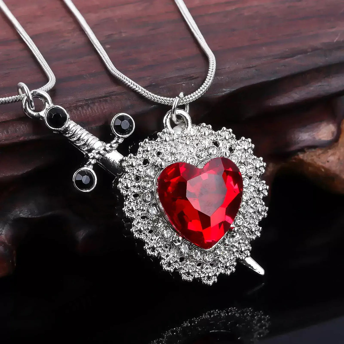 Heart & Sword Zircon Necklace Set