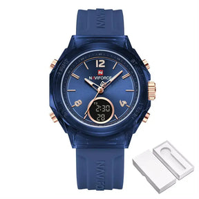 Elegance Dual Display Ladies’ Watch, ladies watch, women’s watches UK, dual display watch, analogue and digital watch, stylish ladies watch, elegant women’s watch, water resistant ladies watch, modern ladies quartz watch, silicone strap ladies watch