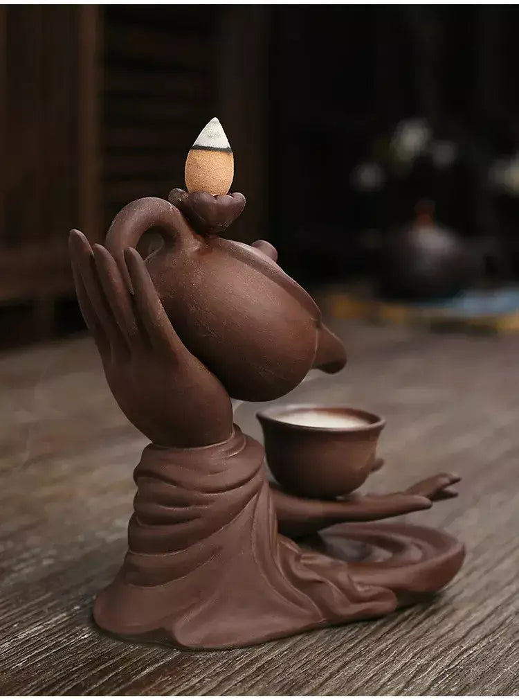 tea kettle incense burner,

backflow incense burner,

ceramic incense holder,

clay incense burner,

smoke waterfall incense burner,

zen incense burner,

meditation incense burner,

home décor incense holder,

aromatherapy incense burner