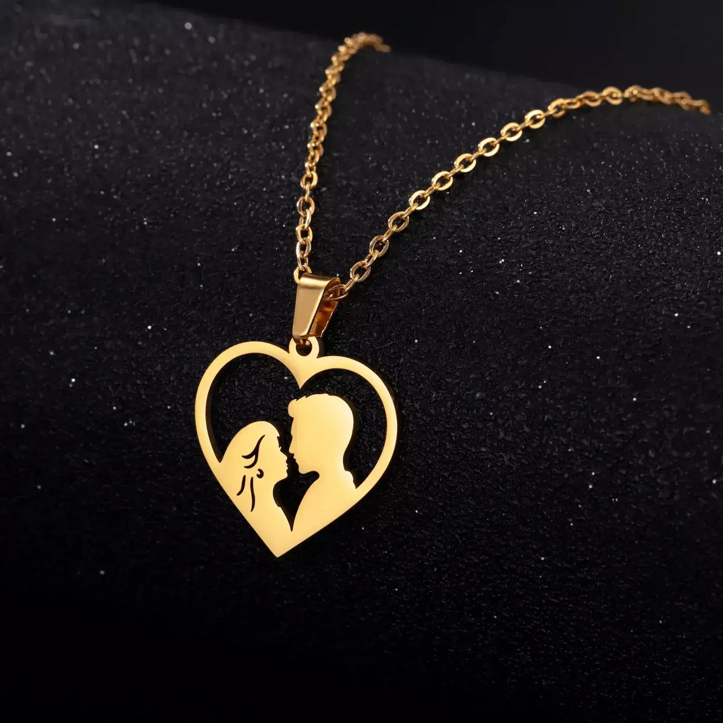 couple necklace, heart necklace, romantic gift for couples, unisex necklace, stainless steel necklace, meaningful jewellery, necklace for boyfriend and girlfriend, elegant necklace for couples, love necklace, two hearts necklace, gift for couples, romantic jewellery