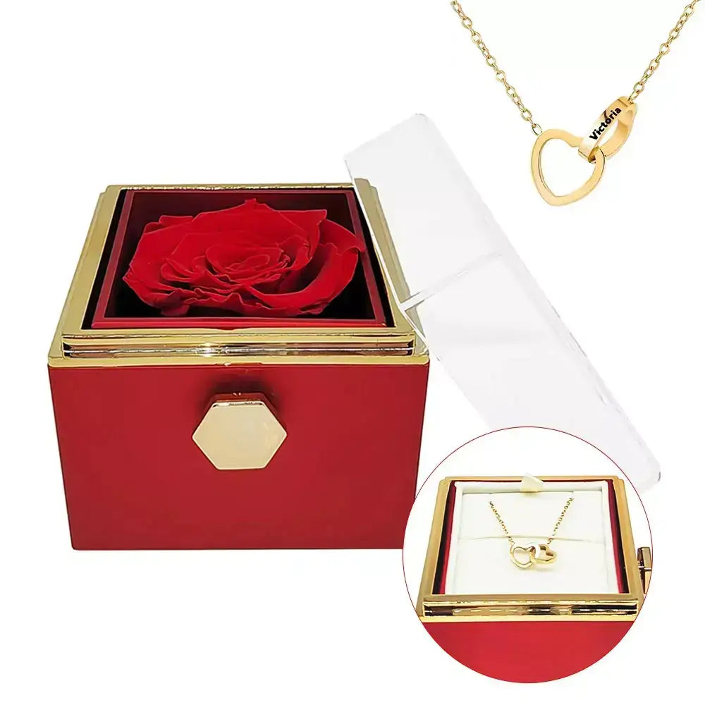 Double Hearts Necklace + Complimentary Rotating Rose Box