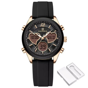 Glam Pulse Ladies’ Watch, ladies watch, women’s watch, ladies wristwatch, elegant ladies watch, fashion ladies watch, luxury women’s watch, quartz ladies watch, waterproof ladies watch, heart shaped ladies watch, silicone strap ladies watch, casual ladies watch, dual display women’s watch, stylish ladies watch, gift watch for women, girls fashion watch