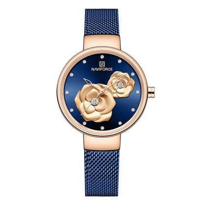 Bloom Elegance Women’s Watch,women’s luxury watch, elegant ladies wristwatch, stainless steel mesh women’s watch, quartz movement ladies watch, waterproof women’s wristwatch, fashion & casual ladies watch, floral design women’s watch, slim dial women’s watch, stylish watch for women UK, ladies gift wristwatch, everyday wear women’s watch, charming girl watch, sophisticated women’s timepiece, affordable luxury women’s watch, best ladies watch UK