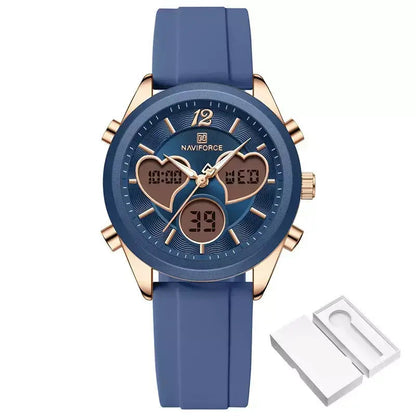 Glam Pulse Ladies’ Watch, ladies watch, women’s watch, ladies wristwatch, elegant ladies watch, fashion ladies watch, luxury women’s watch, quartz ladies watch, waterproof ladies watch, heart shaped ladies watch, silicone strap ladies watch, casual ladies watch, dual display women’s watch, stylish ladies watch, gift watch for women, girls fashion watch