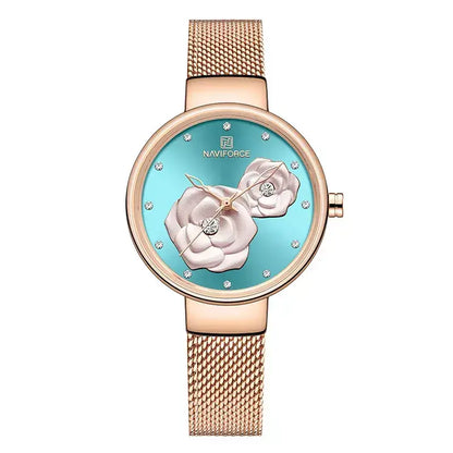 Bloom Elegance Women’s Watch,women’s luxury watch, elegant ladies wristwatch, stainless steel mesh women’s watch, quartz movement ladies watch, waterproof women’s wristwatch, fashion & casual ladies watch, floral design women’s watch, slim dial women’s watch, stylish watch for women UK, ladies gift wristwatch, everyday wear women’s watch, charming girl watch, sophisticated women’s timepiece, affordable luxury women’s watch, best ladies watch UK