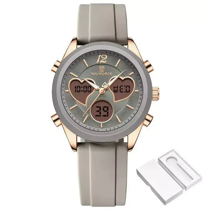 Glam Pulse Ladies’ Watch, ladies watch, women’s watch, ladies wristwatch, elegant ladies watch, fashion ladies watch, luxury women’s watch, quartz ladies watch, waterproof ladies watch, heart shaped ladies watch, silicone strap ladies watch, casual ladies watch, dual display women’s watch, stylish ladies watch, gift watch for women, girls fashion watch