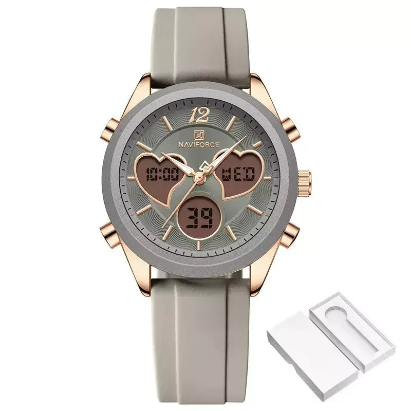 Glam Pulse Ladies’ Watch, ladies watch, women’s watch, ladies wristwatch, elegant ladies watch, fashion ladies watch, luxury women’s watch, quartz ladies watch, waterproof ladies watch, heart shaped ladies watch, silicone strap ladies watch, casual ladies watch, dual display women’s watch, stylish ladies watch, gift watch for women, girls fashion watch
