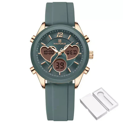 Glam Pulse Ladies’ Watch, ladies watch, women’s watch, ladies wristwatch, elegant ladies watch, fashion ladies watch, luxury women’s watch, quartz ladies watch, waterproof ladies watch, heart shaped ladies watch, silicone strap ladies watch, casual ladies watch, dual display women’s watch, stylish ladies watch, gift watch for women, girls fashion watch