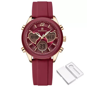 Glam Pulse Ladies’ Watch, ladies watch, women’s watch, ladies wristwatch, elegant ladies watch, fashion ladies watch, luxury women’s watch, quartz ladies watch, waterproof ladies watch, heart shaped ladies watch, silicone strap ladies watch, casual ladies watch, dual display women’s watch, stylish ladies watch, gift watch for women, girls fashion watch