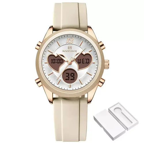 Glam Pulse Ladies’ Watch, ladies watch, women’s watch, ladies wristwatch, elegant ladies watch, fashion ladies watch, luxury women’s watch, quartz ladies watch, waterproof ladies watch, heart shaped ladies watch, silicone strap ladies watch, casual ladies watch, dual display women’s watch, stylish ladies watch, gift watch for women, girls fashion watch