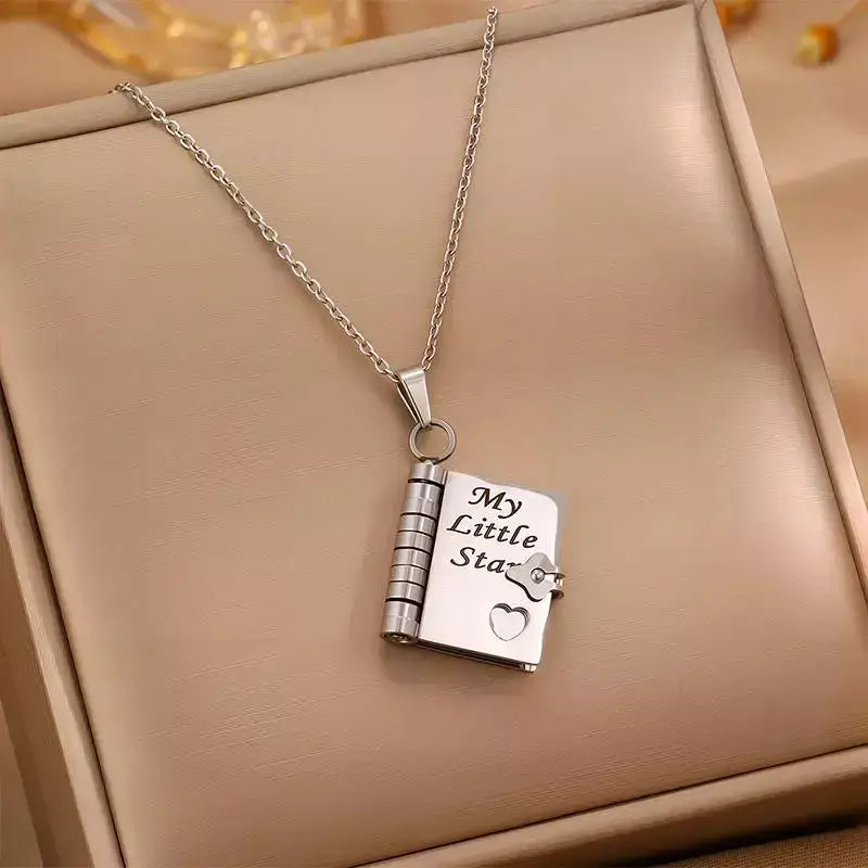 Engraved Book Necklace for Daughter,ngraved necklace for daughter, book pendant necklace, personalised gift for daughter, stainless steel necklace, openable book pendant, sentimental jewellery, birthday gift for daughter, meaningful gift, daughters necklace, heartwarming gift