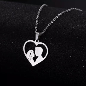 couple necklace, heart necklace, romantic gift for couples, unisex necklace, stainless steel necklace, meaningful jewellery, necklace for boyfriend and girlfriend, elegant necklace for couples, love necklace, two hearts necklace, gift for couples, romantic jewellery
