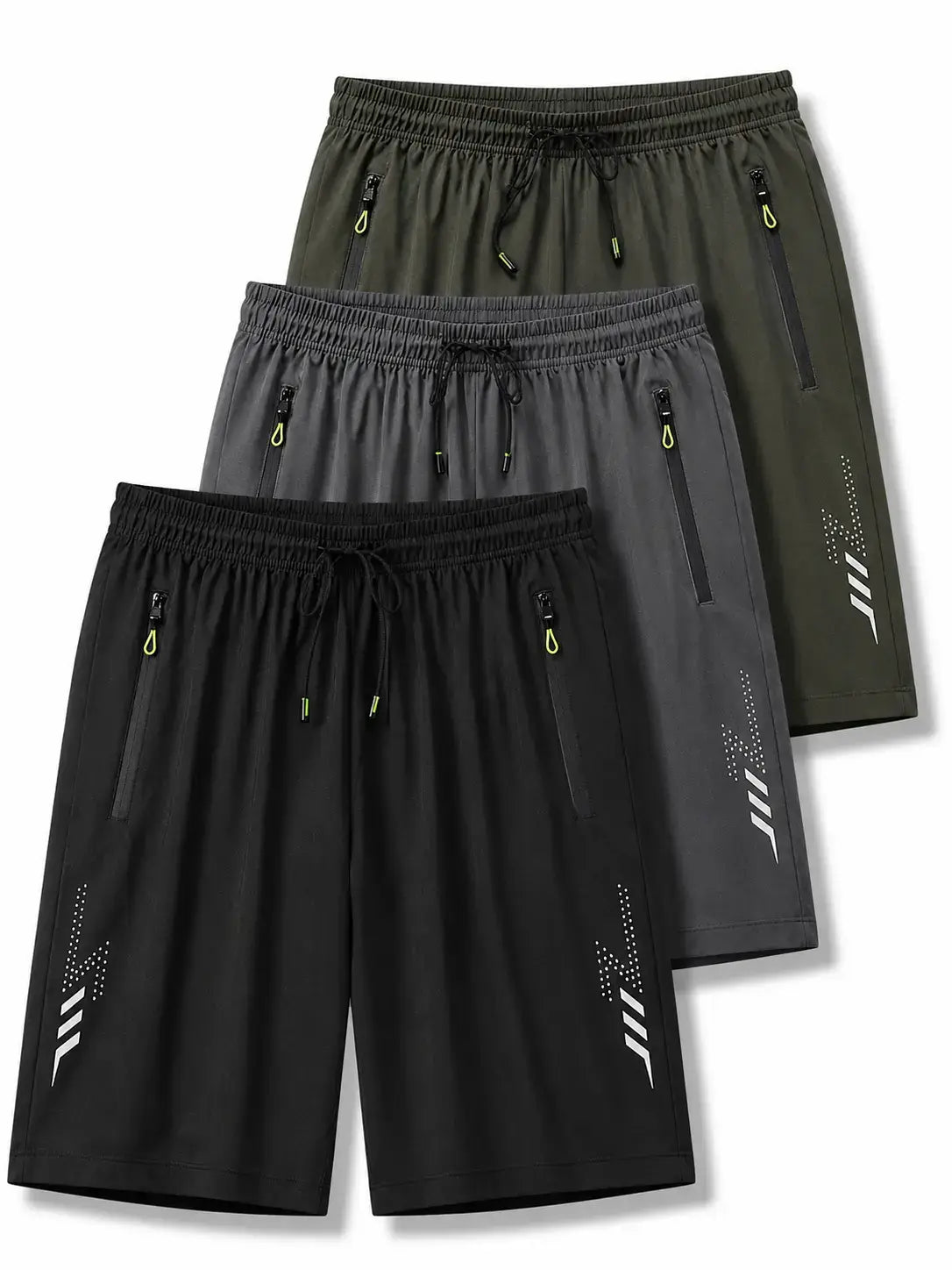 FlexDry quick-dry gym shorts in dark grey, lightweight stretch fabric