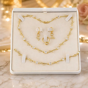 tulip jewellery set, jewellery gift for her, gift for women, luxury jewellery set, women's jewellery set, floral jewellery set, necklace bracelet earrings ring set, premium jewellery gift, elegant jewellery set, jewellery with gift box