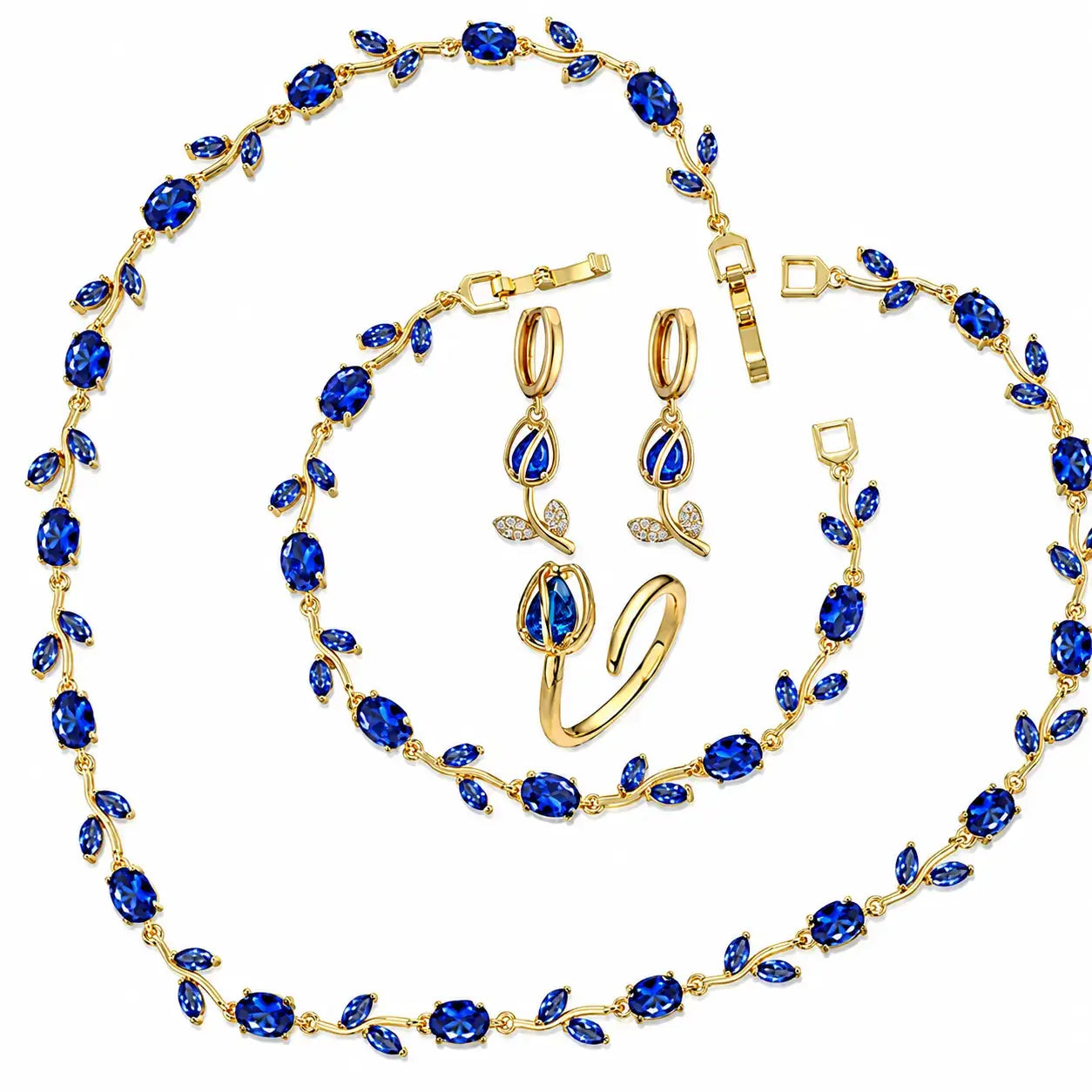 tulip jewellery set, jewellery gift for her, gift for women, luxury jewellery set, women's jewellery set, floral jewellery set, necklace bracelet earrings ring set, premium jewellery gift, elegant jewellery set, jewellery with gift box