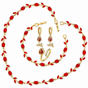 tulip jewellery set, jewellery gift for her, gift for women, luxury jewellery set, women's jewellery set, floral jewellery set, necklace bracelet earrings ring set, premium jewellery gift, elegant jewellery set, jewellery with gift box