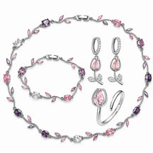 tulip jewellery set, jewellery gift for her, gift for women, luxury jewellery set, women's jewellery set, floral jewellery set, necklace bracelet earrings ring set, premium jewellery gift, elegant jewellery set, jewellery with gift box
