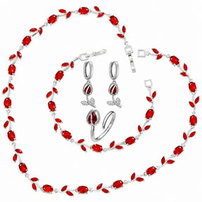 tulip jewellery set, jewellery gift for her, gift for women, luxury jewellery set, women's jewellery set, floral jewellery set, necklace bracelet earrings ring set, premium jewellery gift, elegant jewellery set, jewellery with gift box