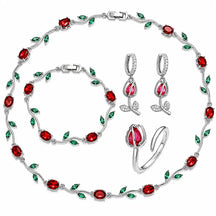 tulip jewellery set, jewellery gift for her, gift for women, luxury jewellery set, women's jewellery set, floral jewellery set, necklace bracelet earrings ring set, premium jewellery gift, elegant jewellery set, jewellery with gift box