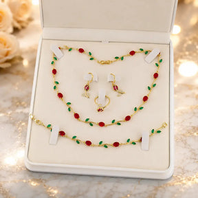 tulip jewellery set, jewellery gift for her, gift for women, luxury jewellery set, women's jewellery set, floral jewellery set, necklace bracelet earrings ring set, premium jewellery gift, elegant jewellery set, jewellery with gift box